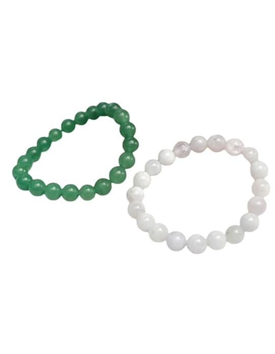 Green Aventurine & White Agate Crystal Bracelet Set | Luck, Calm & Emotional Balance,Mind peace and abundance | Natural Healing Stone Bracelets for Men & Women