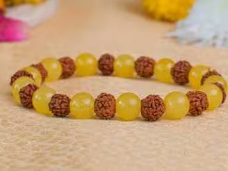 Rudraksha &amp; Crystal Bracelet for Protection, Balance &amp; Positive Energy | Natural Healing Stone Bracelet for Calm, Focus &amp; Spiritual Strength | Unisex Stretch Bracelet